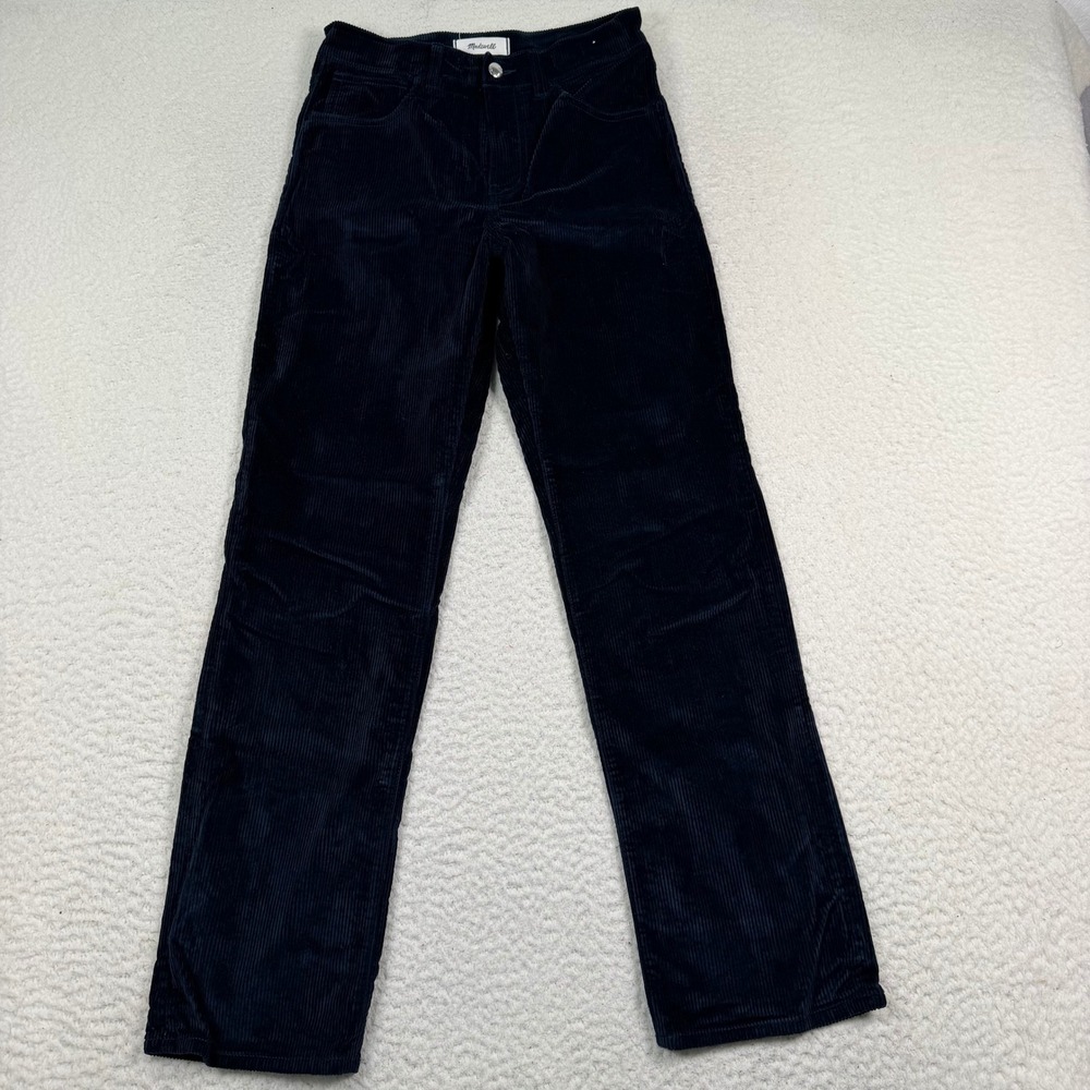 Madewell The Longline Straight Pant Women 25 Navy Blue Corduroy Casual Classic
